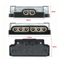 Bloc de distribution d'alimentation 24V 150A, 2 entrées 0/4 AWG x 2 pouces, 6 sorties 0/4 AWG x 6 pouces, distributeur d'alimentation/terre pour amplificateur audio de voiture