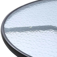 Table de Jardin en Métal, Légère et Portable, avec Plateau en Verre Trempé à Effet Vague