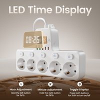 Multiprise portable 11-en-1 avec ports USB, protection contre les surcharges ignifuges, fonction horloge, plusieurs prises Schuko, protection contre les surtensions