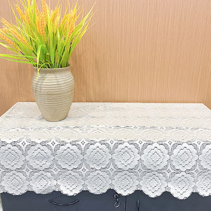 कवर सफेद jacquard आयत सुरुचिपूर्ण शादी फूल ताना फीता पॉलिएस्टर टेबल कपड़े पार्टी - Product Image 2