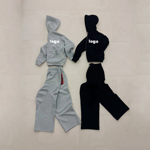 Tùy Chỉnh Chất Lượng Hai Mảnh Bộ Mùa Đông Cổ Điển In Áo Thể Thao Mồ Hôi Theo Dõi Phù Hợp Với Phòng Tập Thể Dục Zip Baggy Quá Khổ 100% Đồng Bằng - Product Image 1