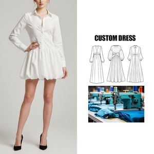 Abito Camicia Casual da Donna Premium Personalizzato OEM con Etichetta Privata, Vestito Mini a Maniche Lunghe con Motivo a Bolle <span class=keywords><strong>su</strong></span> <span class=keywords><strong>Misura</strong></span> - Product Image 1