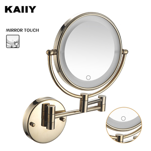 KAIIY Salle De Bains Moderne Style Extensible Double Bras S'étendent 2 Visage Loupe Forme Ronde Led Miroir De Salle De Bain - Product Image 1