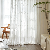 Rideaux Voilages Papillon Modernes en Polyester/Lin pour Salon et Chambre, Panneaux de Rideaux Jacquard Français à Passe-Tringle Écologiques