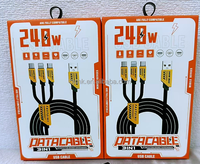 Kabel Data Pengisian Daya Super Cepat Tiga-dalam-Satu 240W Bahan TPE Terlindung Anyaman untuk Android