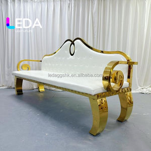 Juego de Sofás Modernos LEDA Dorado y Blanco con Estructura Metálica Exquisita para Sala de Estar de Apartamento, Sofás de Dos Plazas - Product Image 3