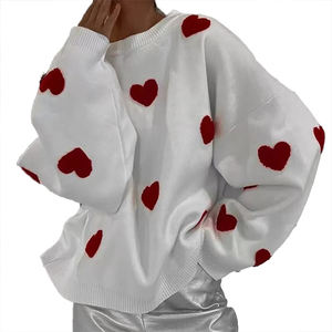เสื้อสเวตเตอร์ถักไหมพรมผู้หญิง ดีไซน์ทันสมัย ปรับแต่งได้ ตกแต่งลายหัวใจสำหรับวันวาเลนไทน์ แขนยาว ทรงหลวม สไตล์สบายๆ สำหรับฤดูใบไม้ผลิและฤดูใบไม้ร่วง - Product Image 5