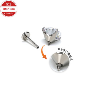 ต่างหูไทเทเนียมประดับเพชรซิคอน 5A แบบหนีบเกลียวใน สำหรับเจาะริมฝีปาก กระดูกจมูก คิ้ว เครื่องประดับสำหรับทุกเพศ - Product Image 2