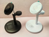 Chargeur magnétique pliable électrique rapide 3-en-1 15W avec support de bureau pour téléphone et montre connectée