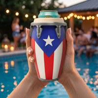 Mini refroidisseur de canettes en forme de conga, motif drapeaux de plusieurs pays, support isolant pour canettes de bière et de soda, manchon pour boissons, décoration de fête
