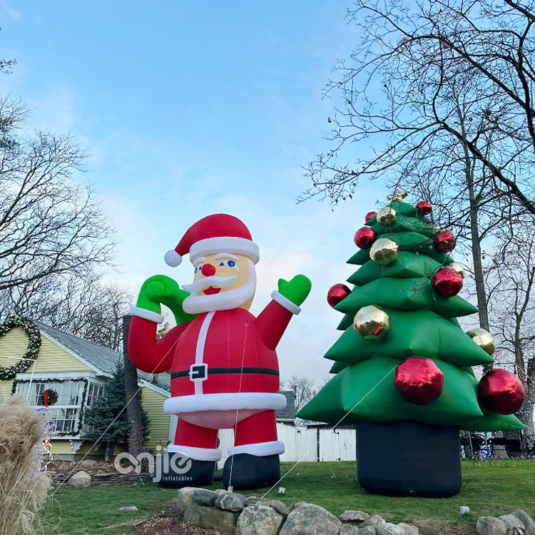 Animated Christmas Inflatable Yard Decoration Santa Claus Reindeer Teeter  Totter