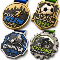 Médailles de sport en métal personnalisées en alliage de zinc 3D pour la Coupe des Jeunes de la Ville 2026, pour les champions d'académie de football, avec ruban imprimé