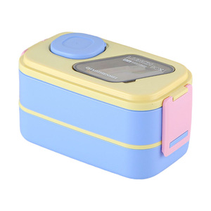 Lonchera Bento de Acero Inoxidable de Doble Nivel, Tapa de Plástico, 2 Compartimentos, Hermética, Apta para Microondas, Incluye Cuchara, para el Hogar - Product Image 6