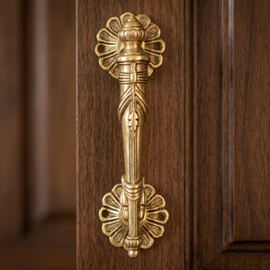 Poignée de meuble traditionnelle en laiton avec motif floral, quincaillerie de mobilier durable - Product Image 6