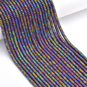 Cuentas de hematita de piedra natural planas circulares y espaciadas sueltas galvanizadas para la producción de joyas - Product Image 3