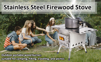 Poêle portable en acier inoxydable de luxe très pratique et populaire, barbecue au feu de bois, fours à bois, camping, lumière, 3-5 personnes