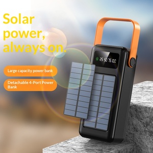 Offre Spéciale – Batterie Externe Solaire Portable 30000 <span class=keywords><strong>mAh</strong></span> 10W Multi-Ports avec Câble Intégré et Lumière LED pour Urgences en Extérieur - Product Image 1