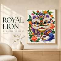 Kit de Peinture Diamant 5D KS Craft Écologique sur Toile Imprimée, Thème Danse du Lion Chinois Violet, Art Diamant Spécial DIY Oriental
