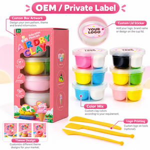 Kit de pâte à modeler à séchage à l'air libre 12 couleurs pour enfants avec 6 coupelles et 3 outils de sculpture, emballage personnalisé OEM - Product Image 4