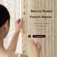 Rideaux occultants personnalisés en chenille jacquard floral marocain, style français haut de gamme pour chambre et salon