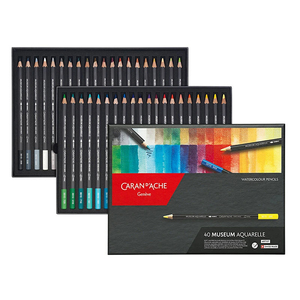 Ensemble de crayons de couleur hydrosolubles CARAN D'ACHE Série Musée, 40 couleurs, pour étudiants et débutants, pour le dessin artistique - Product Image 1
