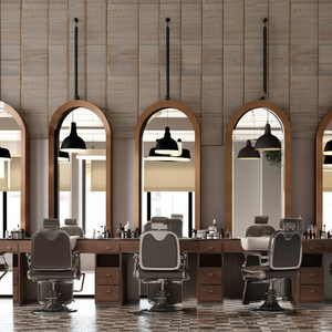Silla de pedicura de Metal duradera ajustable de madera auténtica moderna de lujo, estación de espejo de salón de peluquería para barbería - Product Image 3