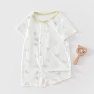 Mameluco de bebé de manga corta, fino, de lyocell, unisex, para recién nacidos, categoría A, traje para gatear - Product Image 1