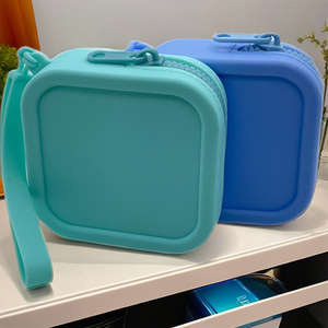 Mini <span class=keywords><strong>Borsa</strong></span> in Silicone per Trucchi con Coperchio Antipolvere, Piccola <span class=keywords><strong>Borsa</strong></span> Portamonete, <span class=keywords><strong>Organizer</strong></span> da Viaggio per Cosmetici e Articoli da Toilette - Product Image 4