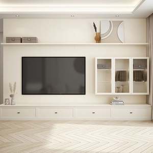 Meuble TV LED au design moderne, meuble en bois de luxe pour salon et hôtel, unité de divertissement murale 65 pouces et plus - Product Image 1