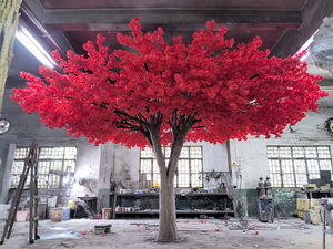 Su misura in legno massello staccabile albero di seta triangolo rosso prugna fiore albero fiore albero per la decorazione della casa - Product Image 6