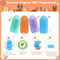 Lot de 4 brosses à dents en silicone antibactériennes pour animaux de compagnie, pour l'hygiène dentaire canine