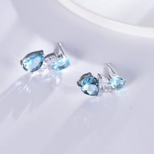 <span class=keywords><strong>Orecchini</strong></span> Pendenti a Goccia con <span class=keywords><strong>Acquamarina</strong></span> a Forma di Pera, Zirconi 3A, <span class=keywords><strong>Argento</strong></span> Sterling 925 per Donne - Product Image 2
