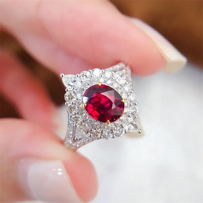 Anéis de joias design novo, sintético, rubi, jóias, pedra preciosa ajustável 925 prata esterlina, anel de rubi
