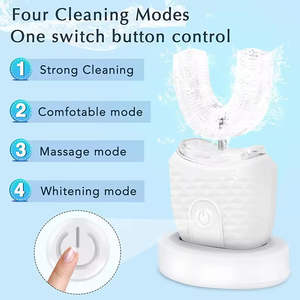 Brosse à dents électrique automatique en silicone à ultrasons à 360 degrés, à poils moyens en forme de U, pour adultes, blanchiment des dents, usage domestique - Product Image 3
