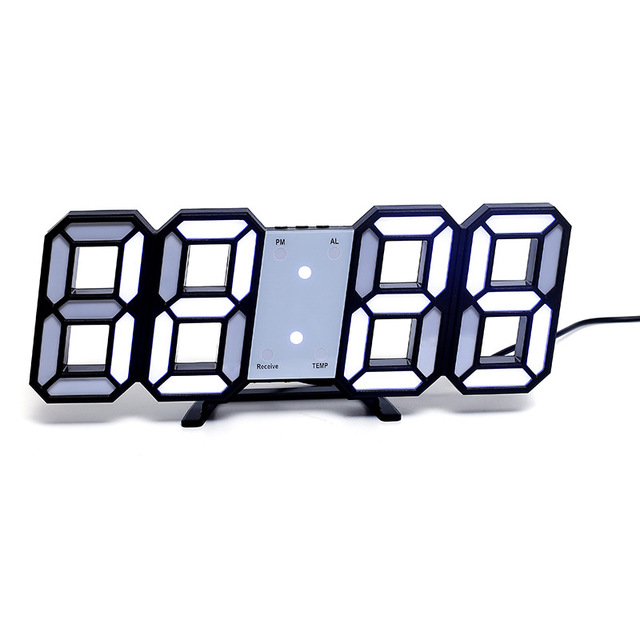 3D LED Wall Clock with Ins Style Electronic Digital Alarm Infrared Remote Control for Living Room Mobile Phone