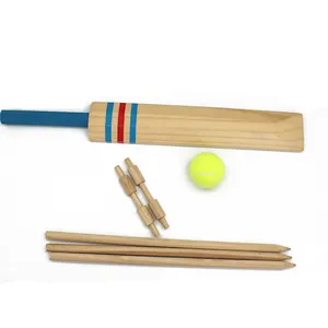 क्रिकेट सेट शामिल हैं लकड़ी क्रिकेट के बल्ले टेनिस गेंद के साथ स्टंप बैग