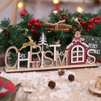Décoration de table de Noël en bois, signe de Noël avec Père Noël, bonhomme de neige et rennes, centre de table pour la décoration de la maison pendant les fêtes