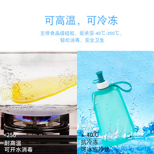 Botella de agua plegable de silicona de 550ML, bolsa reutilizable para beber en deportes al aire libre con correa para viajes, senderismo y Camping - Product Image 4