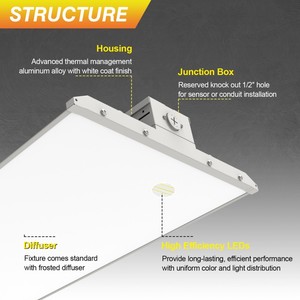 300W <b>LED</b> Linear High Bay <b>Light</b> 45000LM Linear High Bay Shop <b>Light</b> Commercial High Bay <b>Lights</b> for Warehouse Garage Factory - Product Image 3