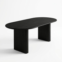 Vente directe d'usine, table à manger ovale en bois massif, style moderne minimaliste et luxueux, personnalisable, robuste, durable, écologique