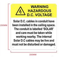 Kit d'étiquettes solaires photovoltaïques AS/NZS 5033, étiquette solaire, norme SAA, signalisation de sécurité photovoltaïque, avertissement de danger de tension CC
