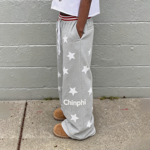 Custom Logo Men's Star Print Logo Sweatpants Elastic Waist Drawstring Casual Gray Cotton <b>Pants</b> Streetwear for Men - Product Image 2
