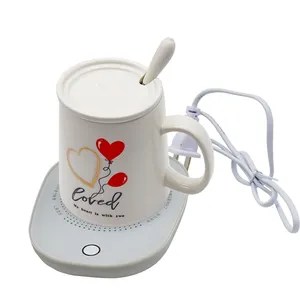 Taza de cerámica con termostato USB de 55 grados, posavasos de conservación automática de calor, taza de leche