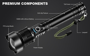 פנס lumen גבוה xhp90 נטענת usb נטענת p90 cob הוביל פנסים זום פנס כף יד עם בנק כוח - Product Image 3