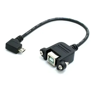 Cavo Micro <span class=keywords><strong>USB</strong></span> 5 pin Maschio Angolato a 90 Gradi a Sinistra a <span class=keywords><strong>USB</strong></span> B Femmina per Montaggio a Pannello - Product Image 1