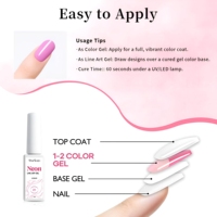 Gel de peinture liner pour ongles, marque privée, SANS HEMA, Soak Off UV, fin, effet néon, pour nail art, vernis gel pour French manucure, fournitures en gros
