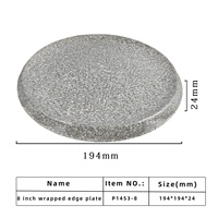 Assiette à pâtes en mélamine écologique avec logo personnalisé, bord enveloppé, design marbré, passe au lave-vaisselle, sans BPA