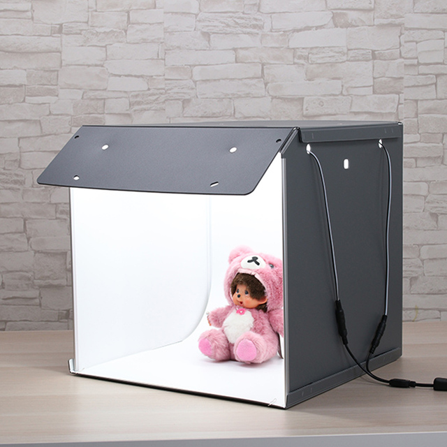 2 Panels LED Mini Photography Table Top Light Box Foldable Portable Photo Studio Softbox Shooting Tent Backdrop Kit