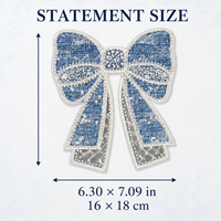 Applique en jean bleu à longue queue avec nœud, perles, perles de rocaille et paillettes, brodée à coudre, pour la décoration DIY de robes, vestes et sacs