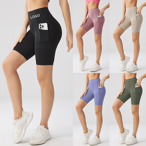 Shorts de <span class=keywords><strong>Sport</strong></span> <span class=keywords><strong>Taille</strong></span> Haute en Nylon pour Femmes, Legging d'Entraînement Respirant, Effet Push-Up, Sans Couture, Ceinture Large, Imprimé pour Yoga et <span class=keywords><strong>Sport</strong></span> - Product Image 5